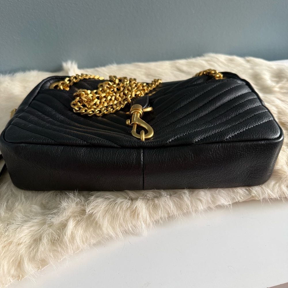 Rebecca Minkoff Edie Antique Brass Zip Leather Shoulder Bag - Picture 7 of 11